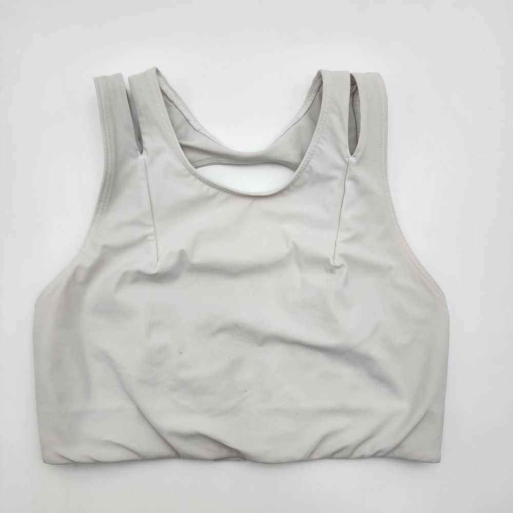 Lululemon Strong Front Sports Bra Sz 4 Light Gray B/C Cups Gym Yoga READ